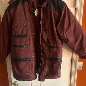Men's Maroon and Black Military Field Jacket